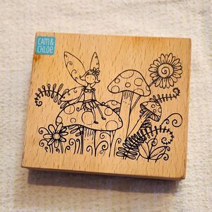 Hampton Art Cam & Chloe Outlines Fairy Ring Wood Rubber Stamp PS0883 NEW 3.5"x4"
